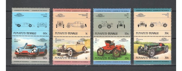 TUVALU, FUNAFUTI 1984 - AUTOMOBILE DE EPOCA - SERIE DE 8 TIMBRE - NESTAMPILATA - MNH / auto279